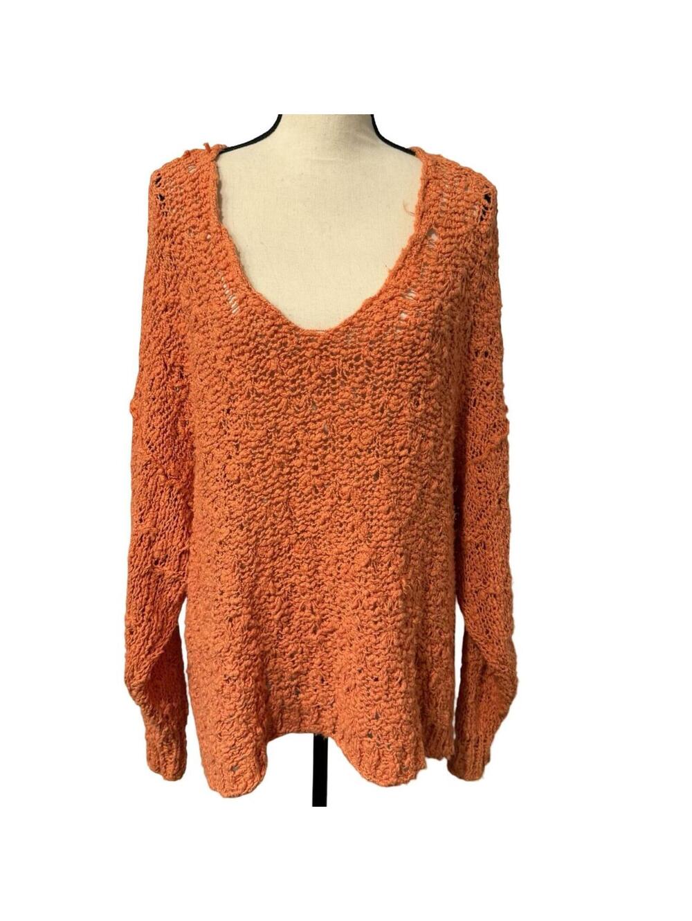 Free People Orange Oversized Pullover Sweater - Size L